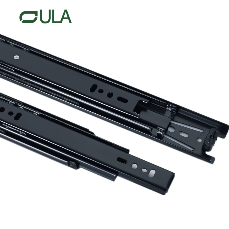 Möbelbeschläge Vollauszug, schwarze Ausführung, robuste Schubladenschiene aus Stahl 