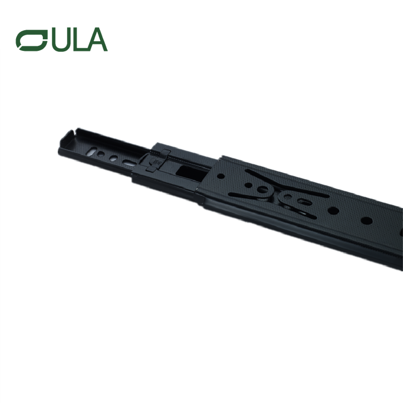 Jieyang Factory 45mm Teleskope Black Finish Metall Box Schublade Rutsch Rail 3-fach Kugellager für Küchen- und Außengebrauch